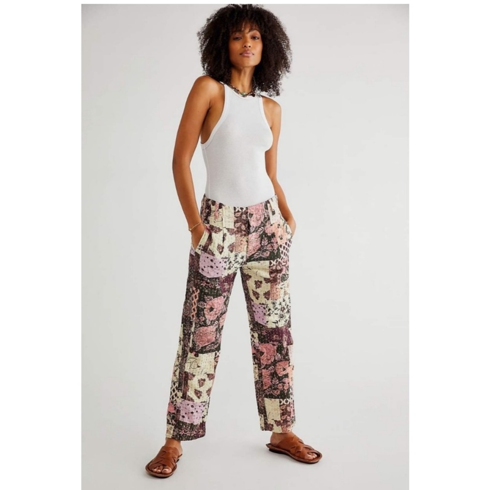 Free people NWOT roads merge button front quilt vibe pants size 4